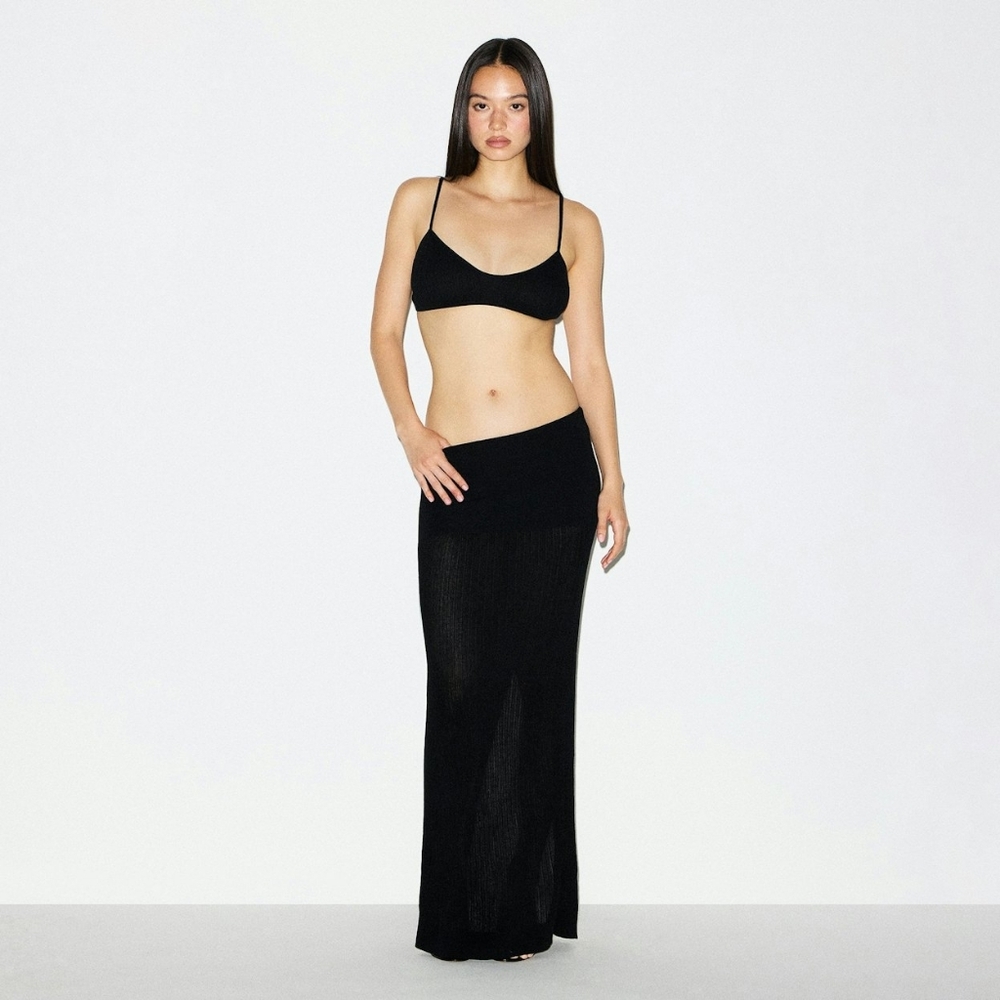 S1. NWT SKIMS SHEER KNIT FOLDOVER LONG SKIRT